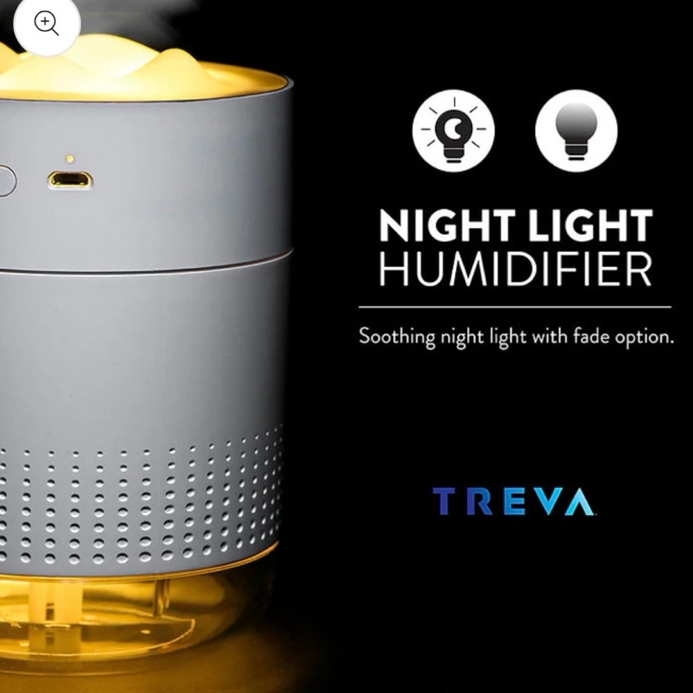 Treva Humidifier Night Light Rechargeable Small Mini Tabletop White Open Box New - Picture 6 of 11
